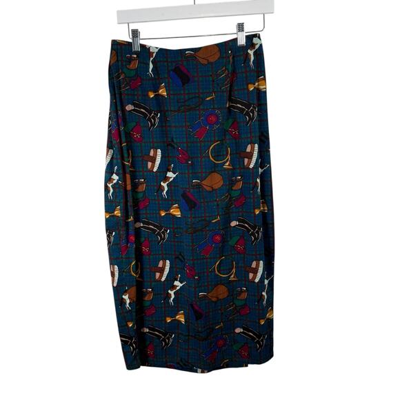 You B You Vintage Midi Skirt Western Horse Rodeo Country Plaid Womens Medium - Picture 3 of 5